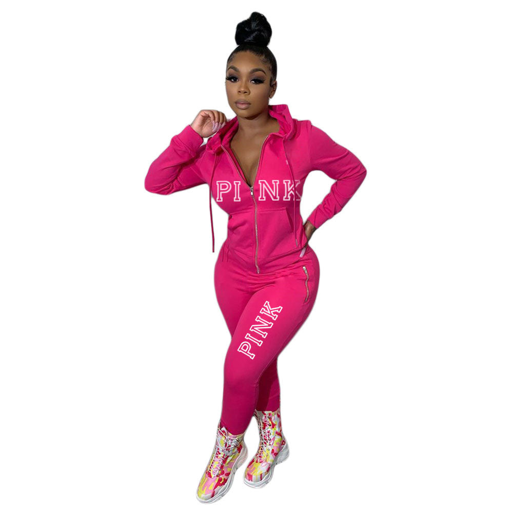 Plus Size Women's Two-piece Hoodie Casual Printed Sweater