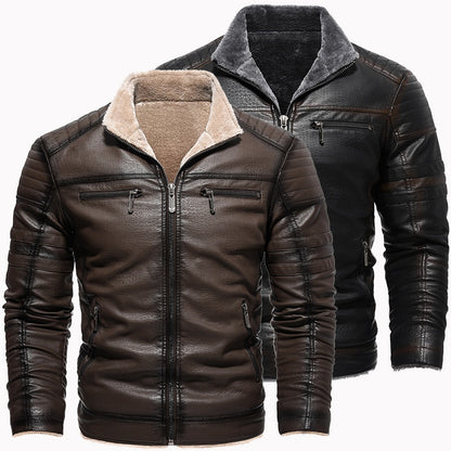 Leather Thickened Artificial Leather Plush Warm Jacket