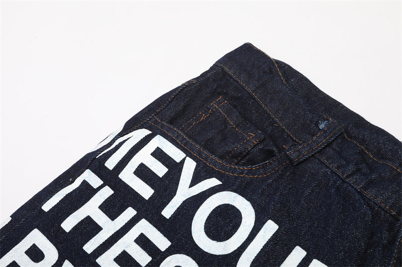 WritingTrendy Brand American Retro Simple Casual Jeans Street