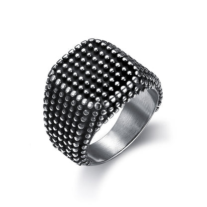 Men's Fashion Personality Retro Black Square Hemp Dot Ring