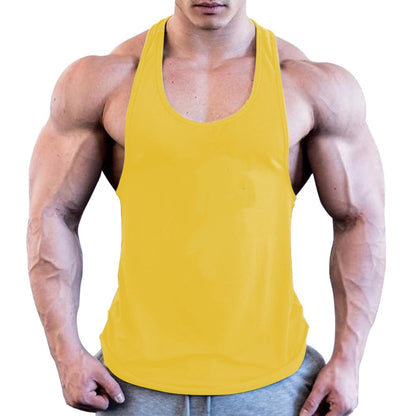 Men's Solid Color Wide Shoulder I-shaped Vest