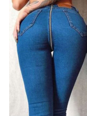 Women's Back Zipper Bottomed Jeans Are Slim