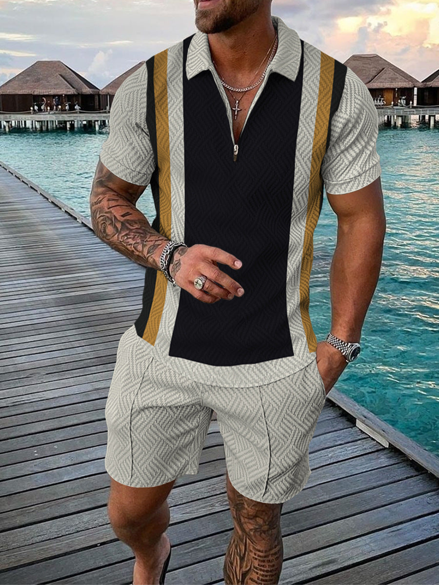 POLO Zip-up Lapel Shirt Short Sleeve Suit