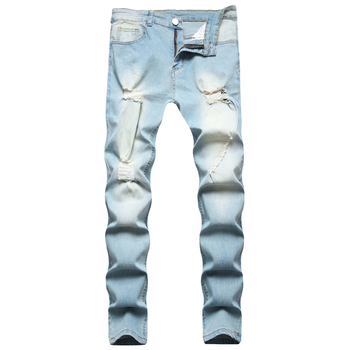 Men's Small Feet Jeans European And American Frayed Casual Slim Jeans