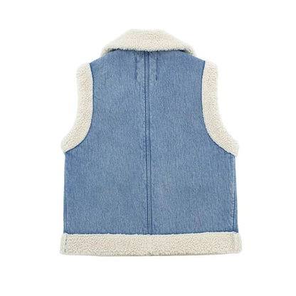 Classic Air Outlet Pocket Decoration Lapel Double-sided Short Vest