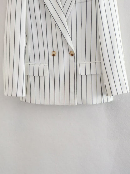 European And American Style Casual Loose Striped Commuter Suit Jacket