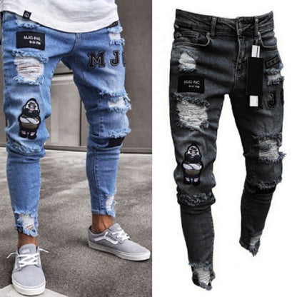 Foreign Trade New Style Jeans Men's Slim Straight Leg