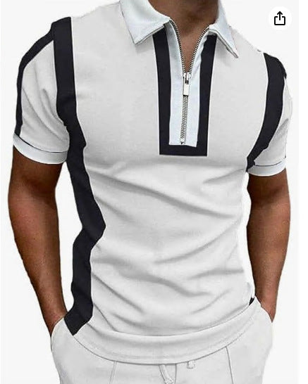 Men's 3D Digital Printing Zipper Polo Shirt Plus Size