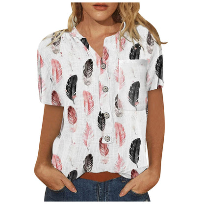 Casual Irregular Printed Loose Fitting Shirt