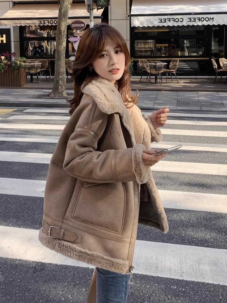 Fur Integrated Berber Fleece Coat Women