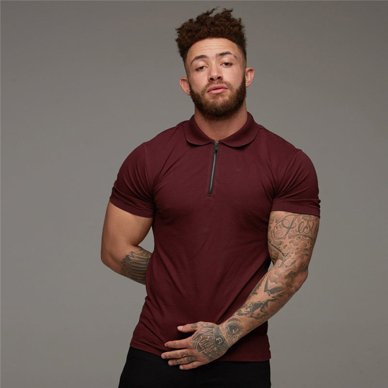 Summer Lapels Short Sleeve Fitness T-shirt Sports Polo Shirts