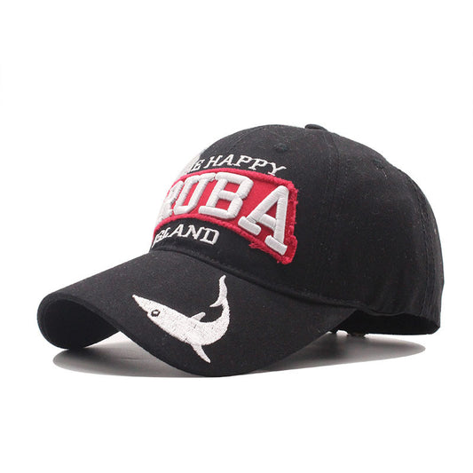 Letter Shark Embroidered Baseball Cap Duck Tongue