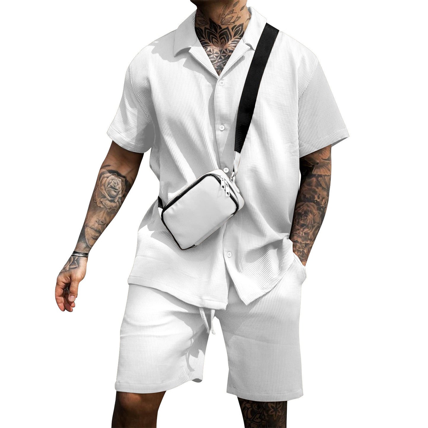 Men's Casual And Comfortable Polo Short-sleeved Shorts Suit