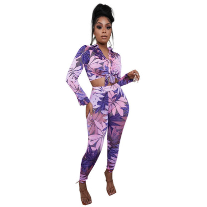 Skinny Print Ladies Two-piece Set