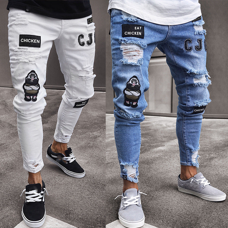 Foreign Trade New Style Jeans Men's Slim Straight Leg