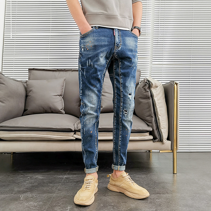 Ldle Embroidery Jeans Male Popular Logo Slim