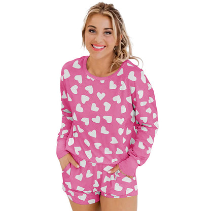 Heart Shape Printed Home Two-piece Women's Clothing