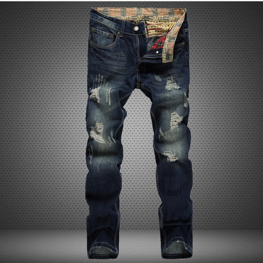 Men's Jeans Wear Hole Straight Tube