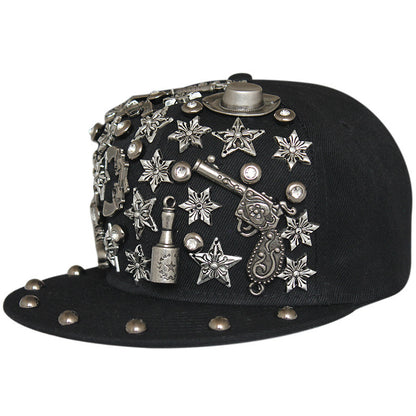 European And American Harajuku Style Hat Nail Cross Skull Rivet