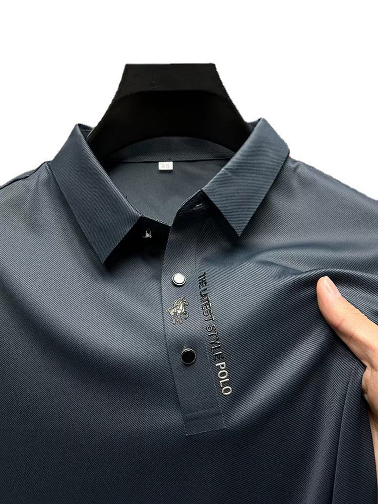 Summer Polo Shirt Business Casual Seamless Ice Silk