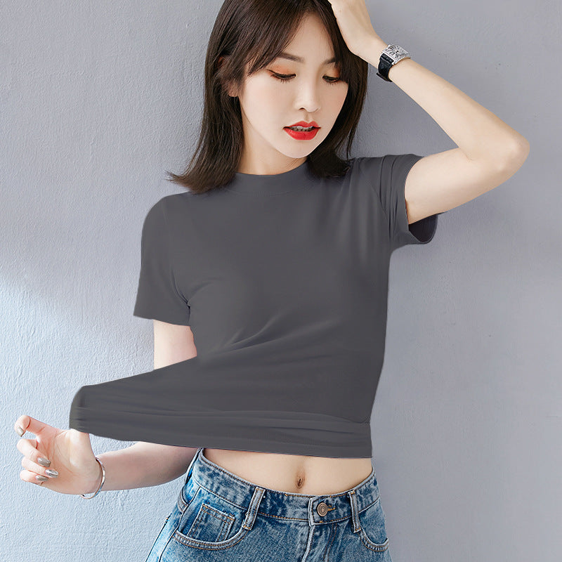 Women's Summer Slim Fit Autumn Korean Style Short Sleeve Cotton