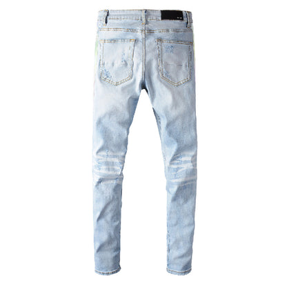 High Street Fashion Men's Jeans With Holes