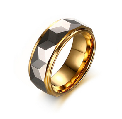 Tungsten gold ring male single index ring