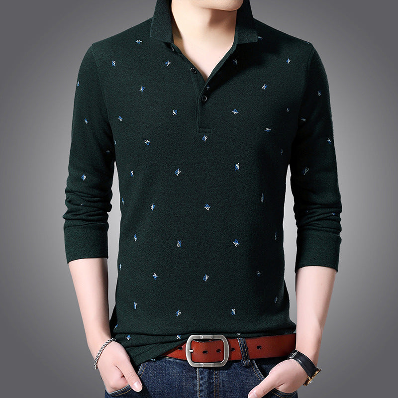 Men's printed Polo with long sleeves