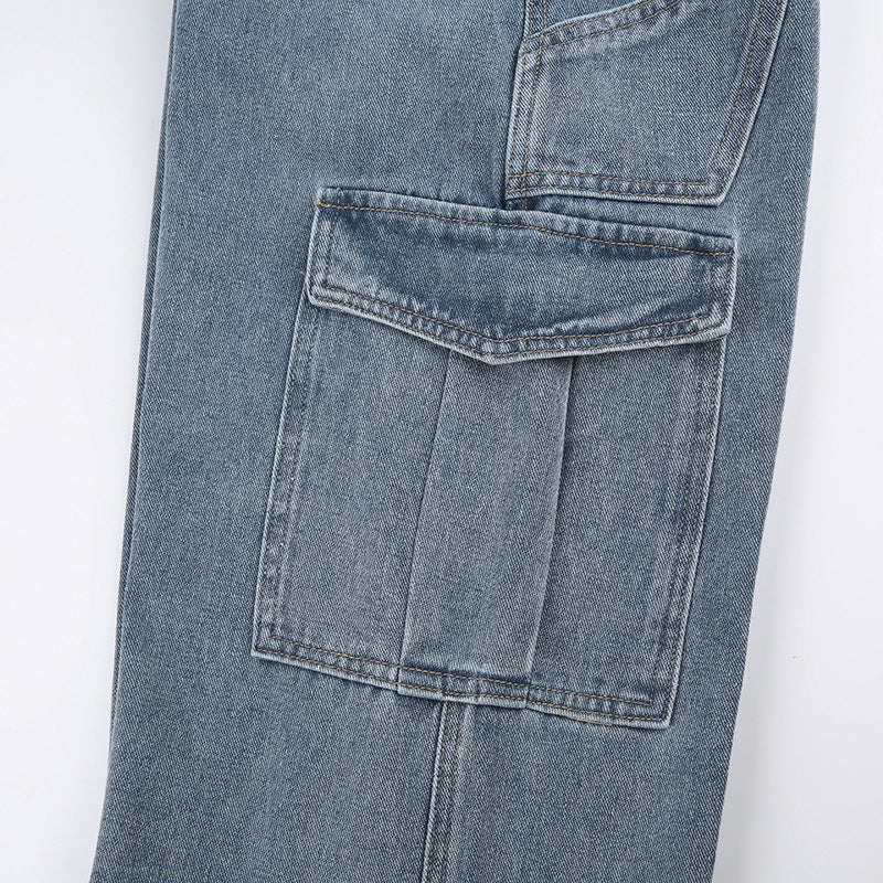 Street Spice Casual Multi-pocket Denim Overalls