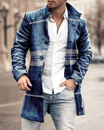 Men's Woolen Stand Collar Mid-length Trench Coat