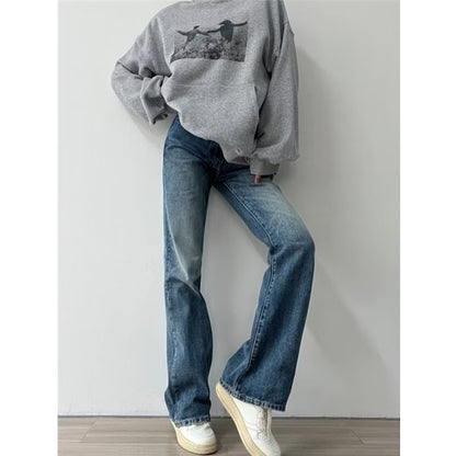 Large Size Retro Denim Bell-bottom Pants Women