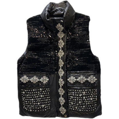 Ladies New Rhinestone Cotton-padded Jacket