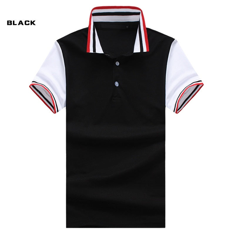 Summer Foreign Trade New Fashion Thread Collar Short Sleeve T-shirt European Size Men's Casual Slim Polo Shirt