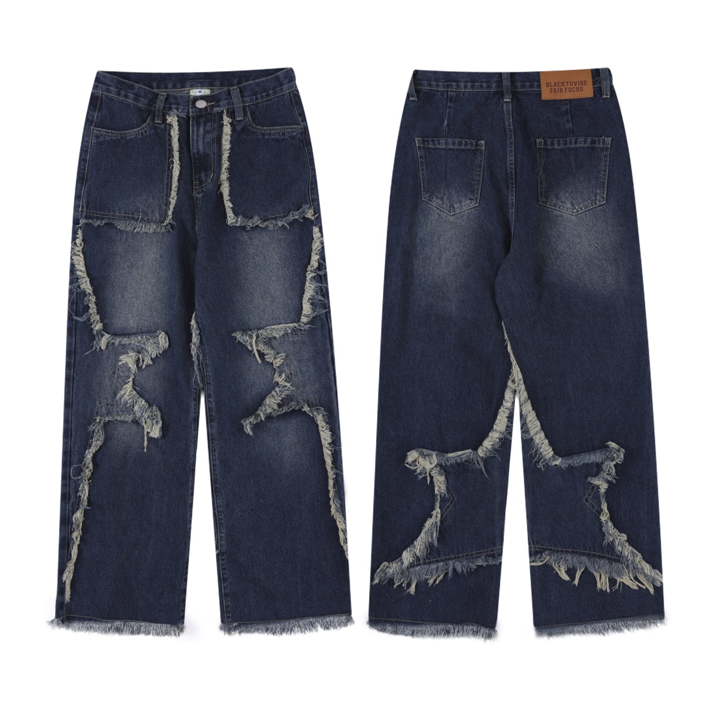 American-style Distressed Heavy Industry Straight Casual Jeans