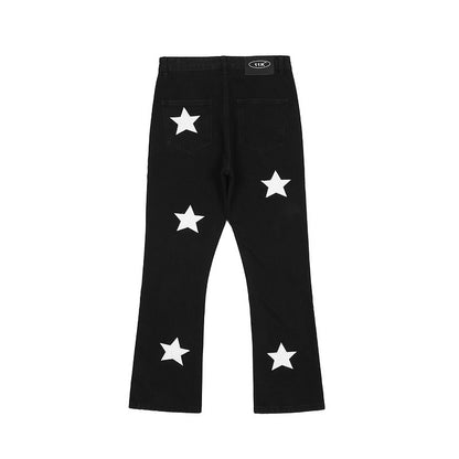 Men's Fashion Star Pattern Casual Flared Jeans