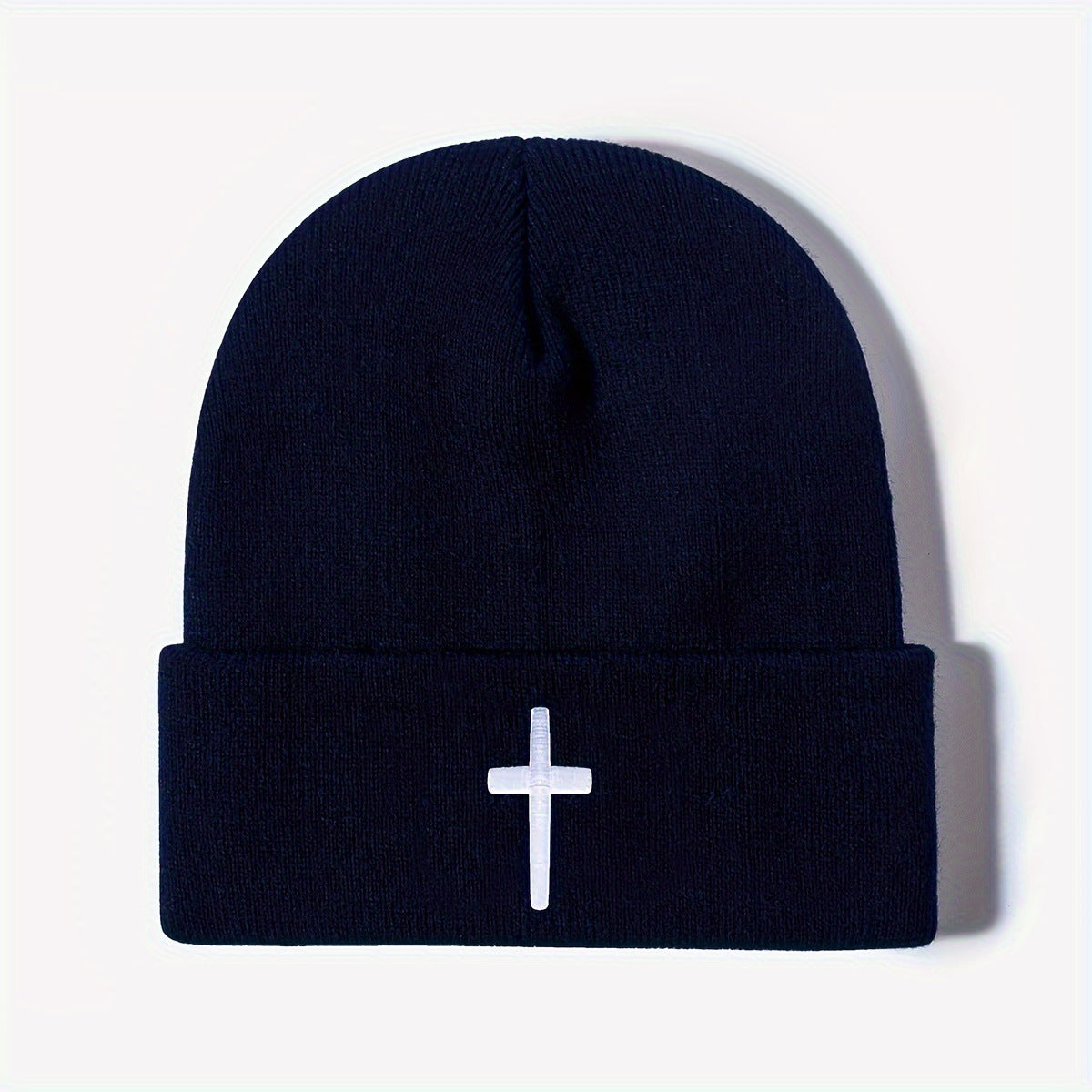 All-match Embroidered Cross Acrylic Knitted Cap Outdoor Keep Warm