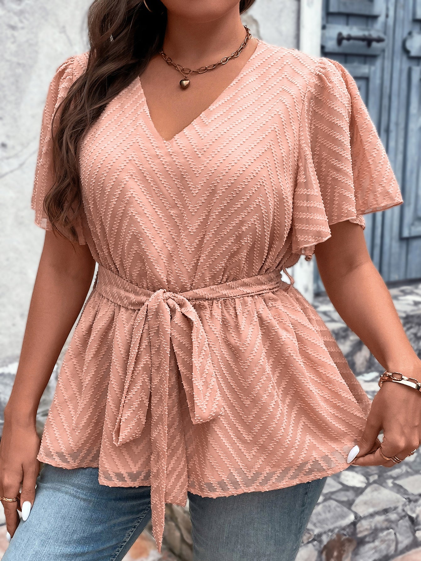 Thin Loose-fitting Plus Size V-neck Top