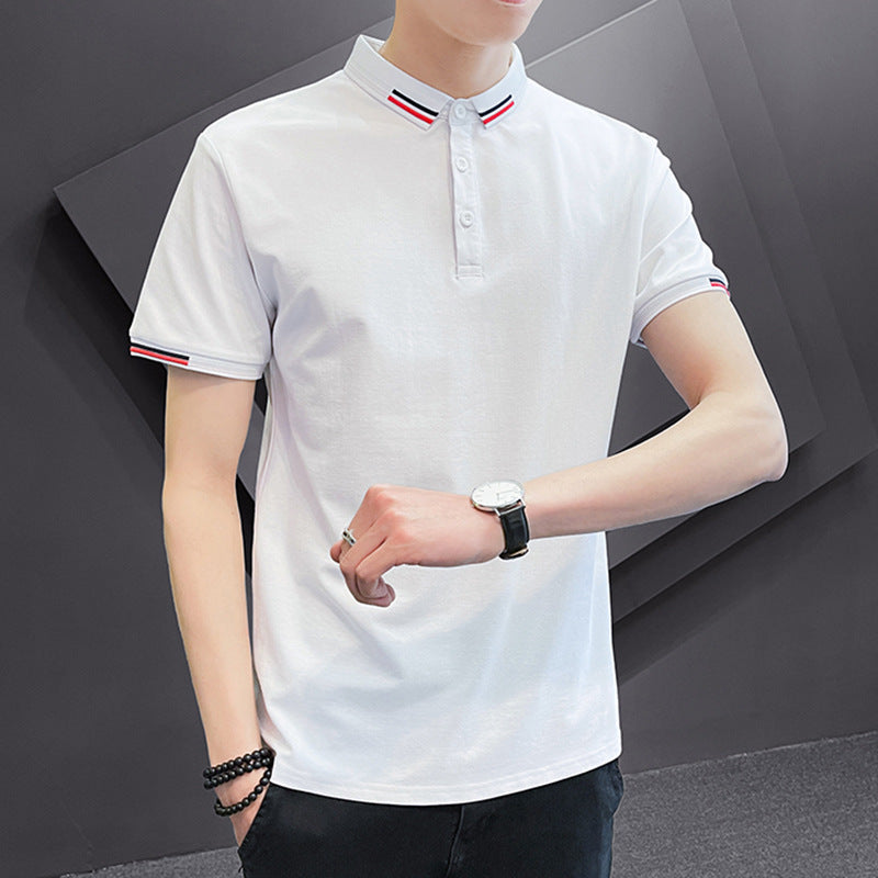 Men's Short-sleeved Polo Shirt Business Summer Korean Style Solid Color Polo Collar T-shirt