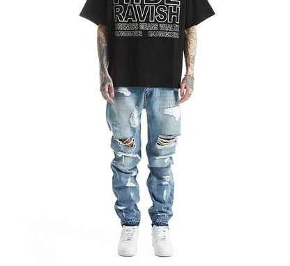 Men's Summer Thin Ripped Casual American Jeans