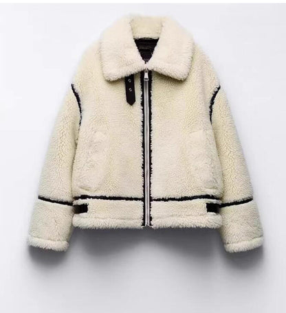 Light Color Women's Lambswool Warm Coat