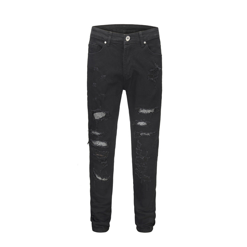 Paint splash trousers hot drilling ripped jeans