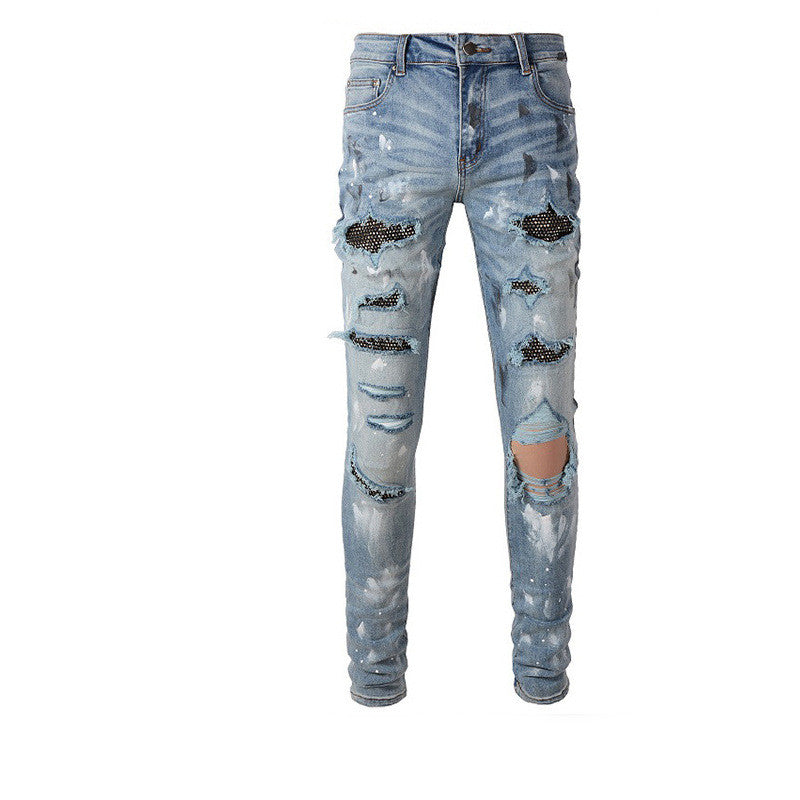 Stretch Retro Ripped Diamond Jeans