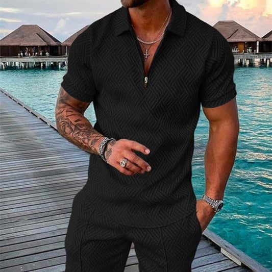 Casual Men's European And American Fashion Men's Polo Shirt Suit