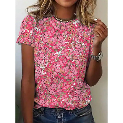 Women's Floral Print Short Sleeve T-shirt Top