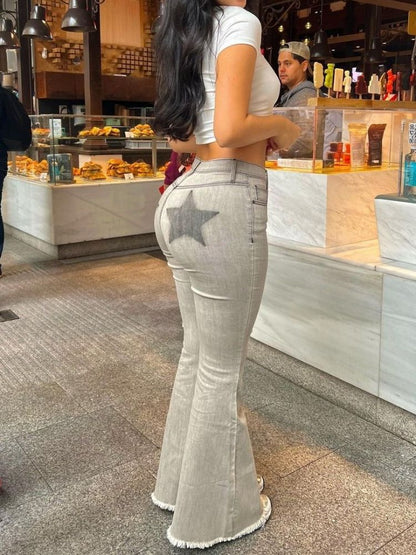 Women's Five-pointed Star Printed Jeans