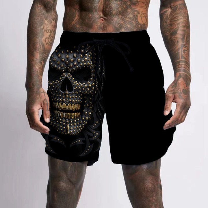 Skull Pattern Men's Casual Beach Pants