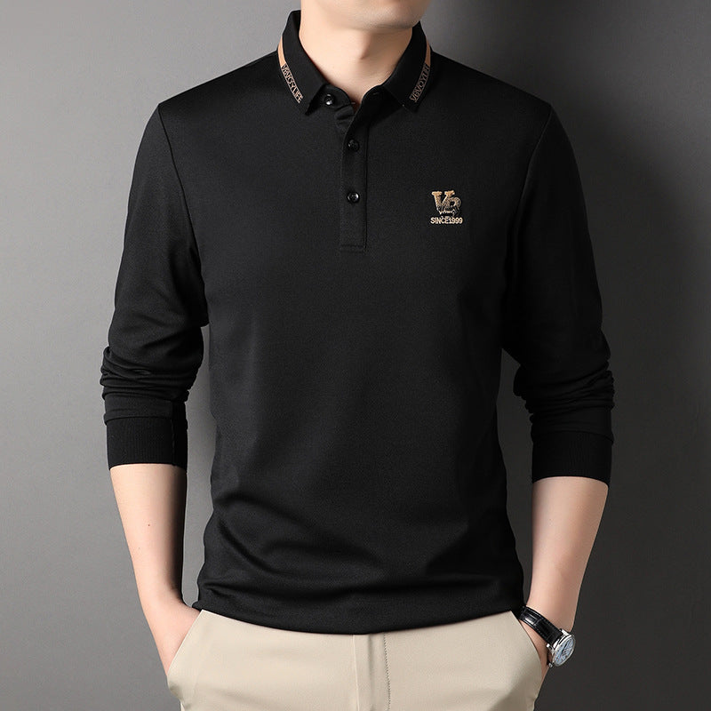 Autumn New Men's Thin Polo Shirt Casual Business Bottoming Shirt Men's T-shirt