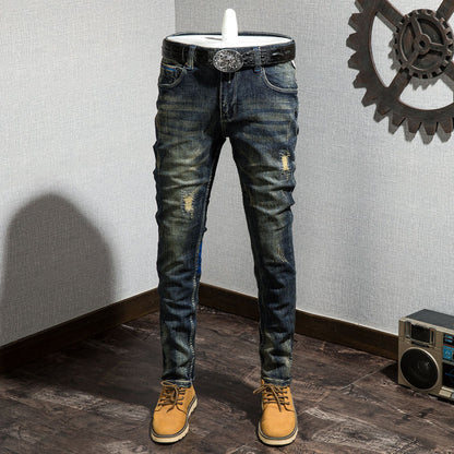 Retro Nostalgic Jeans Spring And Autumn Tide Brand Self-cultivation Korean Version