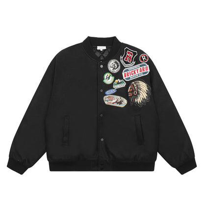 Badge Decoration Baseball Loose Casual Flight Cotton Coat Jacket