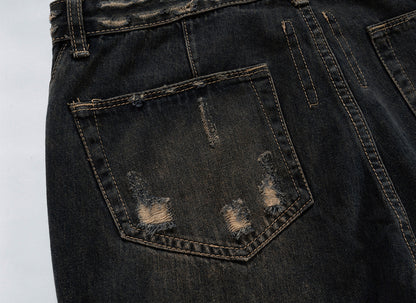 Washed Distressed Ripped Men's And Women's Spiral Jeans